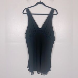 Jones New York Nightgown Black Chiffon Size XL Lace Trim Chemise Feminine Sexy